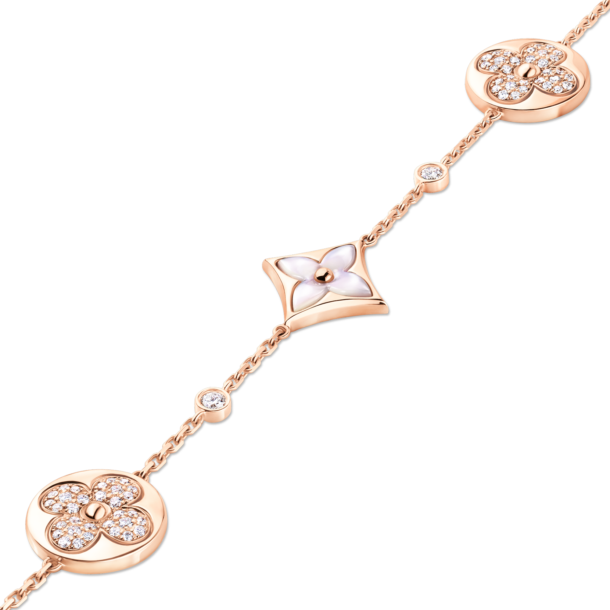 Color Blossom BB Star and Sun Multi-Motif Bracelet, Pink Gold